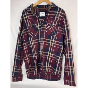 Men's Parish Nation Button Up Plaid Shirt Size XL  Red Blue Flannel